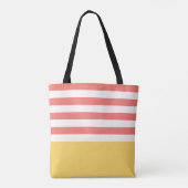 Breedkoraal Horizontale Stripes Gele naam Daisy Tote Bag (Achterkant)