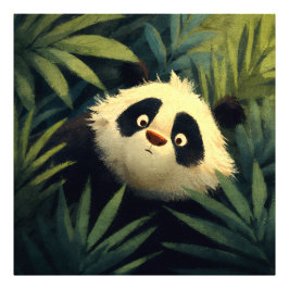 Breedogige Panda Loopt Bladeren Te Verkennen Foto Afdruk