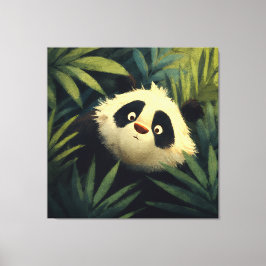 Breedogige Panda Loopt Door Het Gebladerte Canvas Afdruk