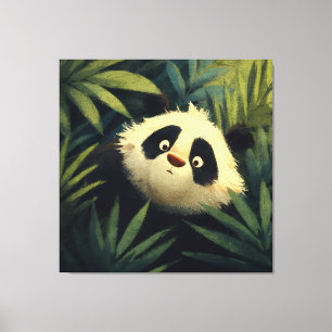 Breedogige Panda Loopt Door Het Gebladerte Canvas Afdruk