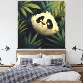 Breedogige Panda Loopt Door Het Gebladerte Canvas Afdruk (Insitu (Slaapkamer))