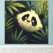 Breedogige Panda Loopt Door Het Gebladerte Canvas Afdruk (Insitu (Houten vloer))