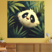 Breedogige Panda Loopt Door Het Gebladerte Canvas Afdruk (Insitu (Woonkamer))