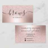 Breedschrift roos goudglitter metalen folie visitekaartje (Voorkant / Achterkant)