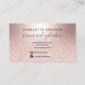 Breedschrift roos goudglitter metalen folie visitekaartje (Achterkant)