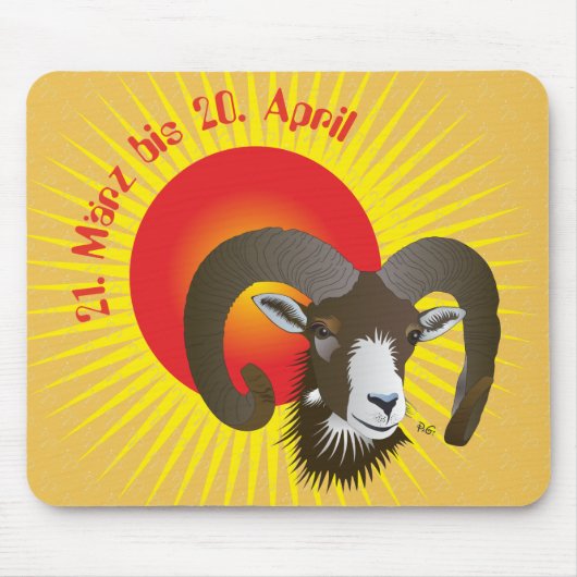 Breedte 21. März bis 20. April Mauspad Muismat (Voorkant)