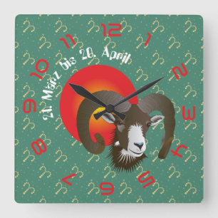 Breedte 21. März bis 20 april Uhr Vierkante Klok