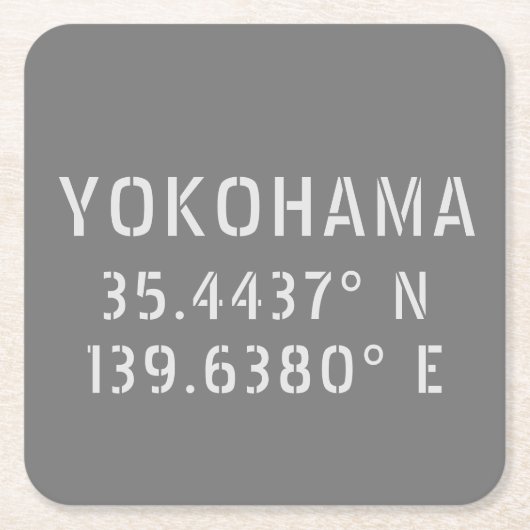 Breedte- en lengtegraad van Yokohama Kartonnen Onderzetters (Voorkant)