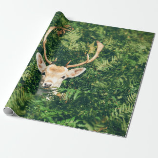 BREEDTE EN WIT-DEER, OVERGELEID DOOR GROENE PLANTE CADEAUPAPIER