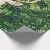 BREEDTE EN WIT-DEER, OVERGELEID DOOR GROENE PLANTE CADEAUPAPIER (Hoek)