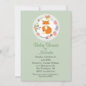 Breedte met Fox Green Baby shower Invitation Kaart (Voorkant)