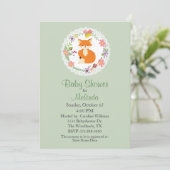 Breedte met Fox Green Baby shower Invitation Kaart (Staand voorkant)