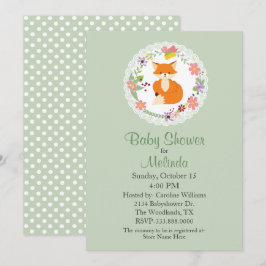 Breedte met Fox Green Baby shower Invitation Kaart