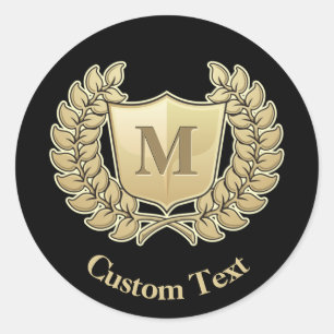 Breedte met schild ronde sticker