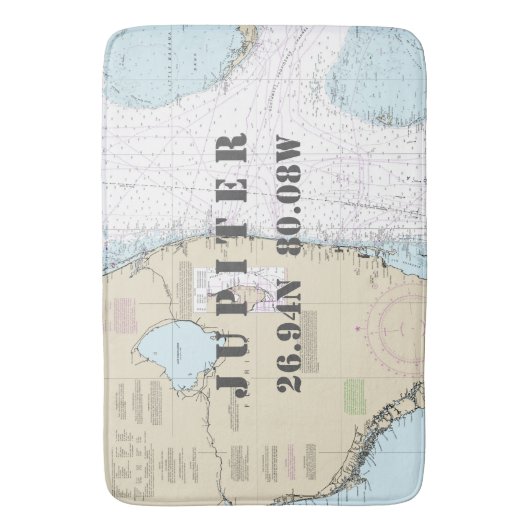 breedtediagram van nautische Jupiter-vlieglengte Badmat (Voorkant Verticaal)