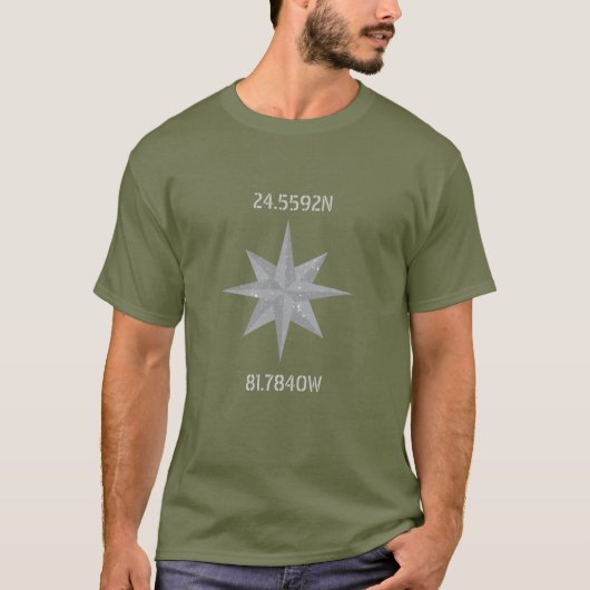 Breedtegraad en lengtegraad met Nautical Wheel T-shirt (Voorkant)