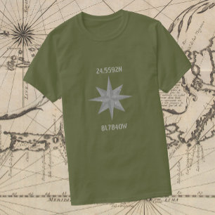 Breedtegraad en lengtegraad met Nautical Wheel T-shirt
