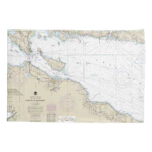 Breedtegraad Lengtegraad Mackinac Island Nautische Kussensloop (Achterkant)