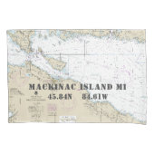 Breedtegraad Lengtegraad Mackinac Island Nautische Kussensloop (Voorkant)