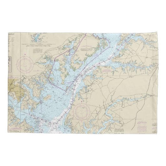 Breedtegraad voor de MD Nautical Chart Kussensloop (Achterkant)