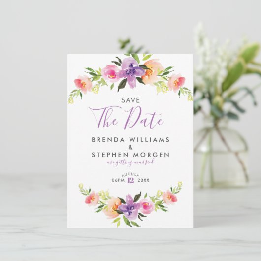 Breedtegraad voor pasteelkleuren save the date (Staand voorkant)