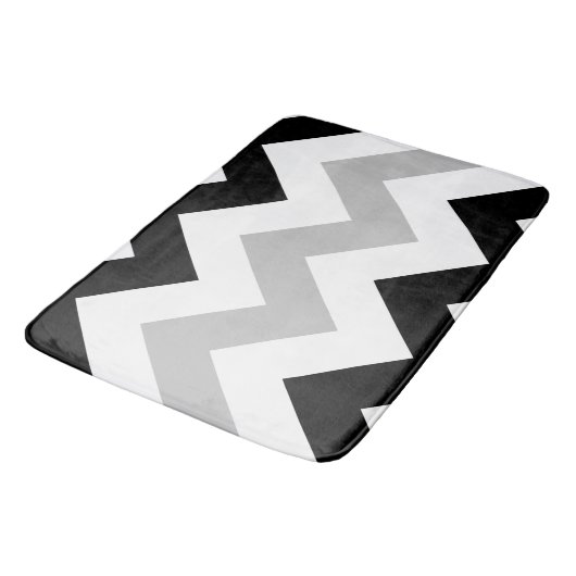 Breedzigzag Patroon Zwart, grijs en wit Badmat (Gekanteld)