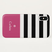 Breedzwarte horizontale strepen donkerroze naam Da Case-Mate iPhone Case (Achterkant (horizontaal))