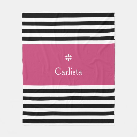 Breedzwarte horizontale strepen donkerroze naam Da Fleece Deken (Voorkant)