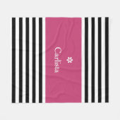 Breedzwarte horizontale strepen donkerroze naam Da Fleece Deken (Voorkant (Horizontaal))