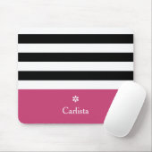 Breedzwarte horizontale strepen donkerroze naam Da Muismat (Met muis)