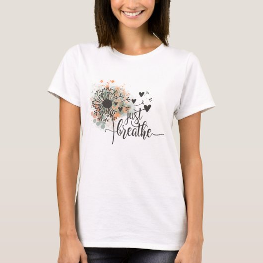 Breek gewoon de Dandelion met Hearts Yoga T-shirt (Voorkant)