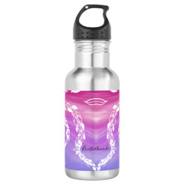 Breek het Abstracte bladontwerp op de roze achterg Waterfles