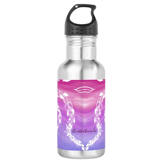 Breek het Abstracte bladontwerp op de roze achterg Waterfles (Voorkant)