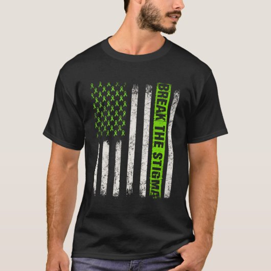 Breek het stigma US Flag Mental Health Awareness M T-shirt (Voorkant)