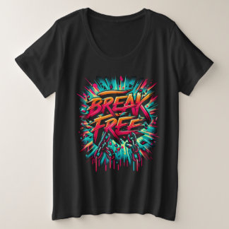 Breek vrij geschilderd op witte achtergrond grote maat t-shirt