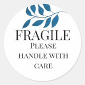Breekbaar behandel met zorg met blad ronde sticker (Voorkant)