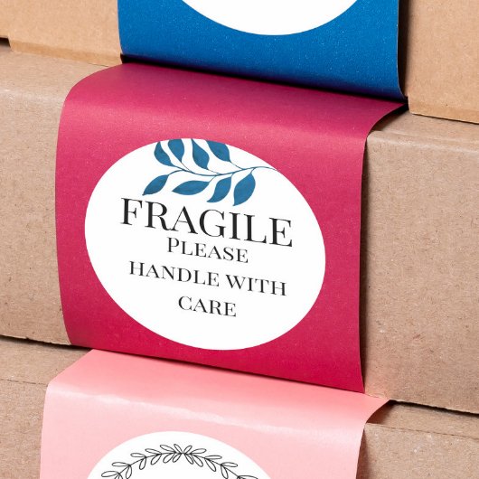 Breekbaar behandel met zorg met blad ronde sticker