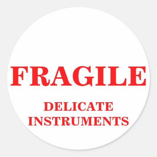 BREEKBAAR DELICATE INSTRUMENTEN verzendlabel Ronde Sticker (Voorkant)