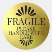 Breekbaar goud, behandel het met zorg ronde sticker (Voorkant)