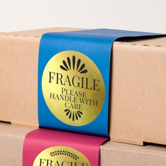 Breekbaar goud, behandel het met zorg ronde sticker