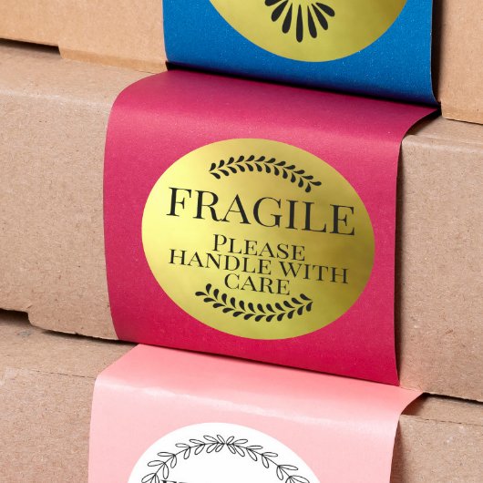 Breekbaar goud, behandel het met zorg ronde sticker