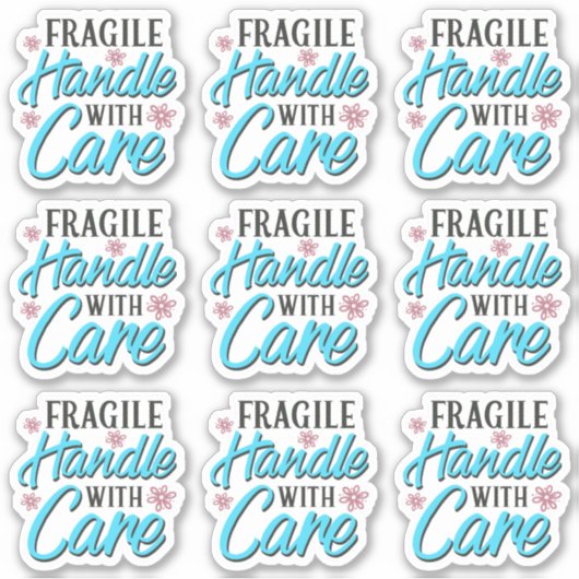 Breekbaar handvat met het etiket van de Verpakking Sticker (Voorkant)