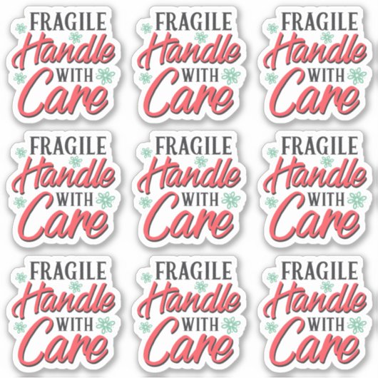 Breekbaar handvat met het etiket van de Verpakking Sticker (Voorkant)