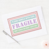 Breekbaar handvat met kleurrijke zorgverpakking rechthoekige sticker (Envelop)