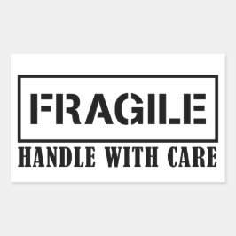 Breekbaar handvat met zorg breekbare sticker