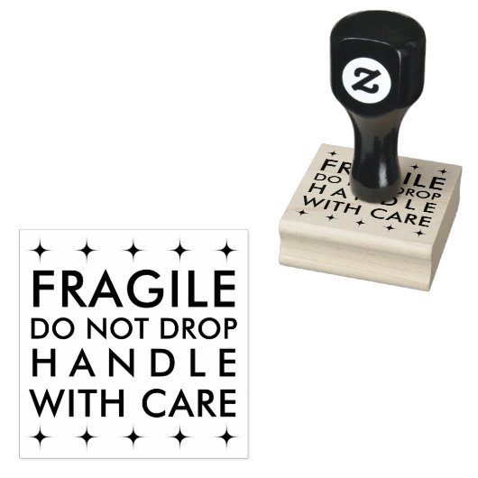Breekbaar handvat met zorg Custom Rubber Stamp Rubberstempel (Gestempeld)
