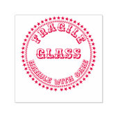 Breekbaar handvat met zorg GLAZEN waarschuwing ron Zelfinktende Stempel (Design)