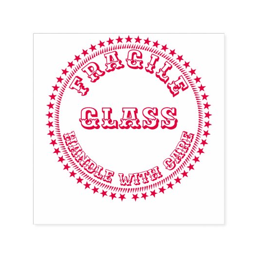 Breekbaar handvat met zorg GLAZEN waarschuwing ron Zelfinktende Stempel (Design)