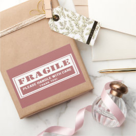 Breekbaar handvat met zorg mailen en verpakken rechthoekige sticker