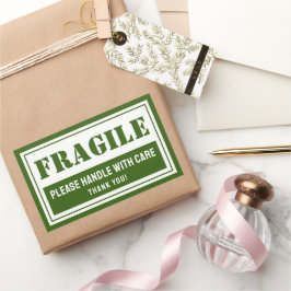 Breekbaar handvat met zorg mailen en verpakken rechthoekige sticker